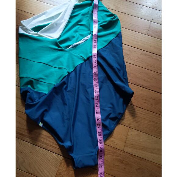 SUMMERSALT One Shoulder Swimsuit Size 22LT Ombre Blue Green One Piece Plus NWOTT - Picture 7 of 7